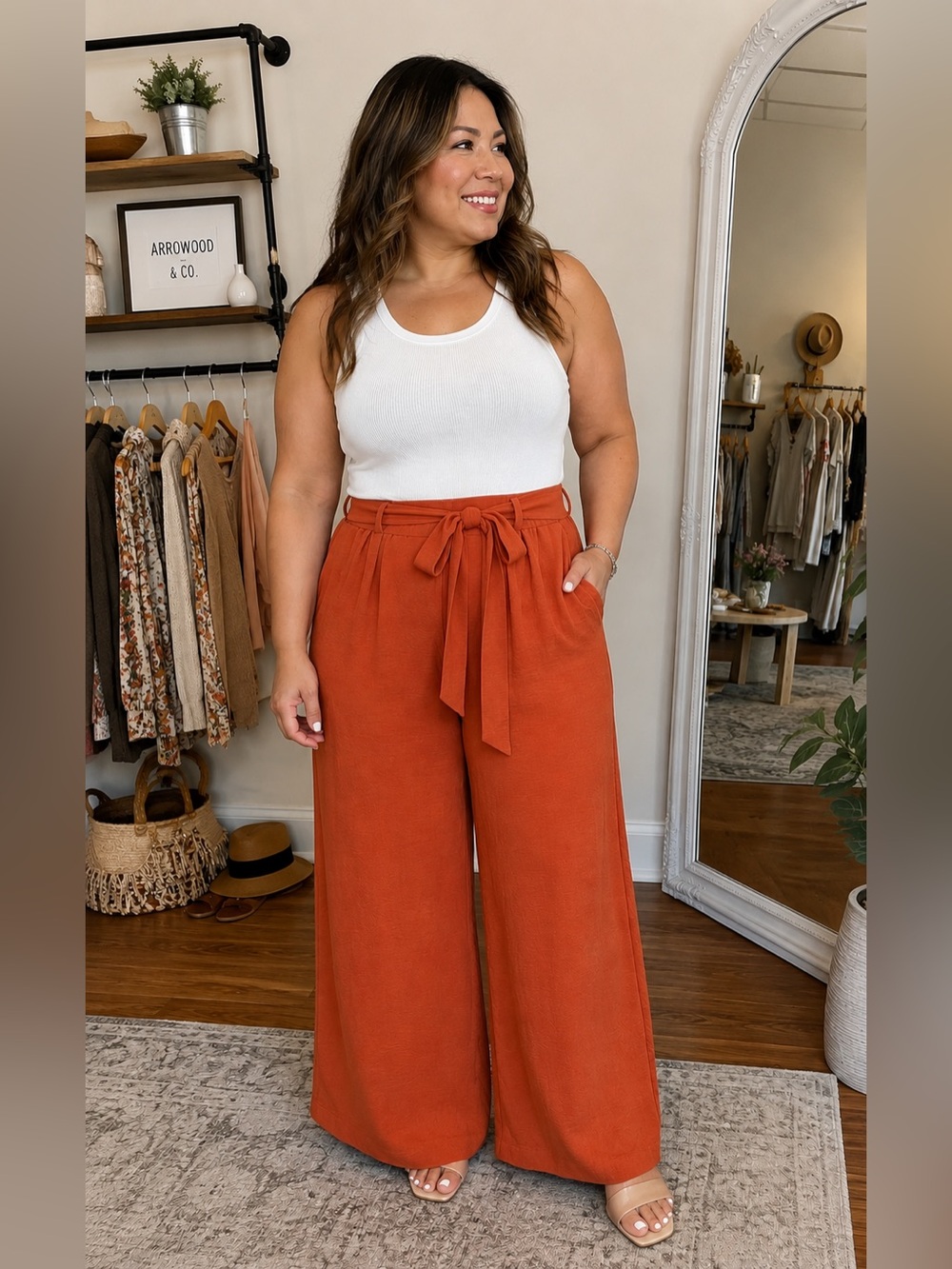 #47: Preowned Rust Orange Wide Leg Pants